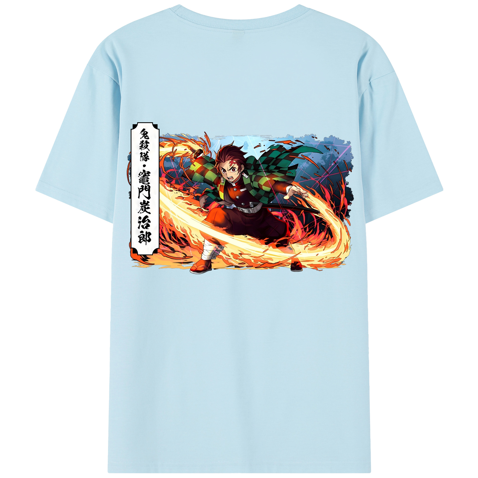 （画像用） 鬼滅の刃 竈門 炭治郎／かまど たんじろう Kamado Tanjirou 綿100％半袖Tシャツ（背面プリント）